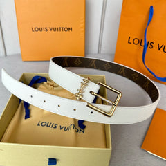 LV BLOOM 30MM BELT IN WHITE CALFSKIN GOLD HARDWARE