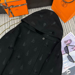 HERMES 25S REVERSIBLE SHORT CASHMERE HOODED COAT 013