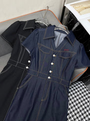 LONG SHIRT DRESS IN PAPER DENIM