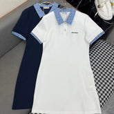 POLO SHIFT DRESS PLAID DESIGN PIQUÉ COTTON 266701