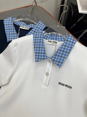 POLO SHIFT DRESS PLAID DESIGN PIQUÉ COTTON 266701