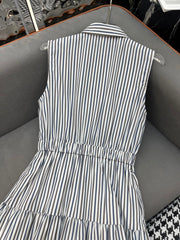 SLEEVELESS STRIPED SHIRT DRESS