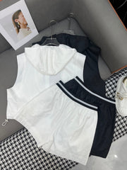 SLEEVELESS HOODIE AND SHORTS JACQUARD FABRIC 266715