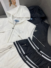 SLEEVELESS HOODIE AND SHORTS JACQUARD FABRIC 266715