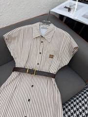 MM STRIPED LAPEL DRESS 25S IN POLYESTER 266615