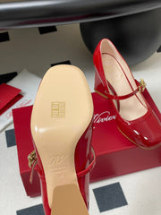 TRÈS VIVIER MARY JANE PUMPS 85MM IN RED GLOSSY CALFSKIN