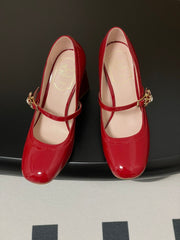 TRÈS VIVIER MARY JANE PUMPS 85MM IN RED GLOSSY CALFSKIN