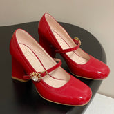 TRÈS VIVIER MARY JANE PUMPS 85MM IN RED GLOSSY CALFSKIN