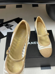 HIGH BALLET MARY JANE 50MM IN NATURAL BEIGE AND WHITE RAFFIA