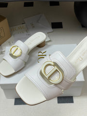 DIOR HIGH HEEL CLASSIC MONTAIGNE 40 MM 25S IN WHITE LAMBSKIN WITH CD LOGO