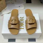 DIOR CLASSIC MONTAIGNE SANDALS 25S IN LIGHT BROWN LAMBSKIN WITH CD LOGO