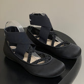DIOR STRETCH BALLET FLATS 25S IN BLACK FABRIC WITH CROSSED STRAPS