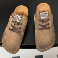 BALENCIAGA 25S MULES BIRKENSTOCK IN CARAMEL BROWN SUEDE