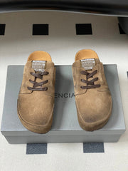 BALENCIAGA 25S MULES BIRKENSTOCK IN CARAMEL BROWN SUEDE