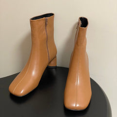BALENCIAGA 25S ANKLE BOOTS 65 MM IN LIGHT BROWN COW LEATHER