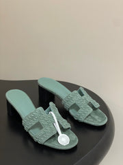 HM 25S ORAN HIGH‑HEEL SANDAL IN MUTED MINT GREEN SUEDE AND LAMBSKIN
