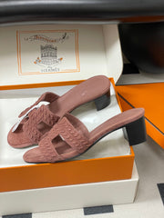 HM 25S ORAN HIGH‑HEEL SANDAL IN PEACHY PINK SUEDE AND LAMBSKIN