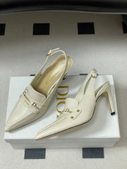 DIOR 25S BOY SLINGBACK HIGH HEELS 85 MM IN WHITE LAMBSKIN
