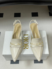 DIOR 25S BOY SLINGBACK HIGH HEELS 50 MM IN WHITE LAMBSKIN