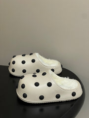 BALENCIAGA 25S FUR-LINED MULES IN WHITE FAUX LEATHER