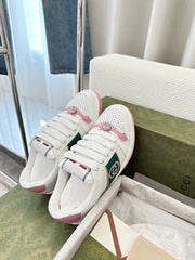 GG SCREENER SNEAKER WHITE AND PINK CALFSKIN