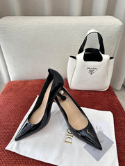 DIOR TRIBALES HIGH HEELS 80 MM 25S IN BLACK GLOSSY LEATHER