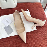 DIOR TRIBALES HIGH HEELS 80 MM 25S IN BEIGE GLOSSY LEATHER