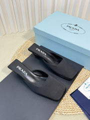 PRA SQUARE TOE MULES BLACK SATIN