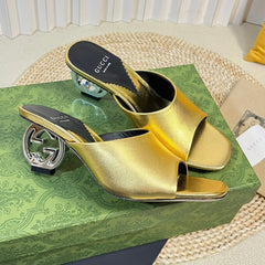 GG Women's Heeled Sandals Golden