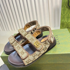 GG Sandal With Double G Brown Caro