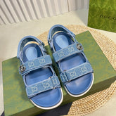 GG Sandal With Double G Blue Caro