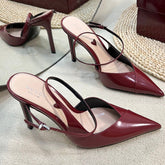 HIGH SLINGBACK PUMP 10 CM IN CHERRY RED GLOSSY CALFSKIN