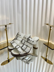 PUNK HEEL SLIDES 25S 80MM IN WHITE CALFSKIN