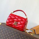 LV 25S GO-14 MM 23 IN CRIMSON RED QUILTED LAMBSKIN GOLD HARDWRE