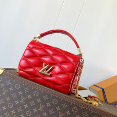 LV 25S GO-14 MM 23 IN CRIMSON RED QUILTED LAMBSKIN GOLD HARDWRE
