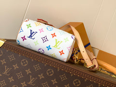NANO SPEEDY BAG 16 IN COLORFUL MONOGRAM PATTERN AND WHITE COATED CANVAS