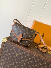 LV 25S DUO BB BAG 19 IN BROWN MONOGRAM COATED CANVAS AND CALFSKIN