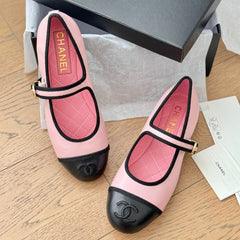 Double C Marry Jane Shoes Light Pink Lambskin