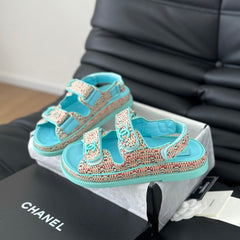 Dad Sandals Sheepskin Azure Blue