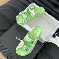 Mule Sandals Sheepskin Light Green