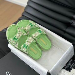 Mule Sandals Sheepskin Light Green