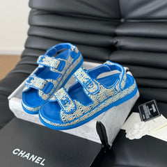 Dad Sandals Sheepskin Cobalt Blue