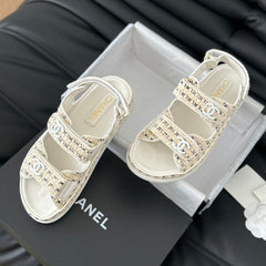 Dad Sandals Sheepskin Beige Cream