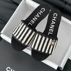 Sheepskins Knit Slippers Black White