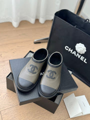 SHORT BOOTS IN MOCHA BROWN MIX BLACK RUBBER