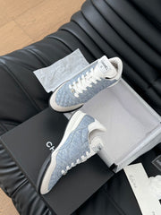 CC SNEAKER IN LIGHT BLUE MIX WHITE EMBROIDERED LAMBSKIN