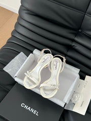 PEARL SANDAL IN WHITE LAMBSKIN 75 MM