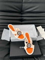 VIVID ORANGE FABRIC CC SLIDE SANDALS