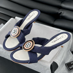 NAVY BLUE FABRIC CC SLIDE SANDALS