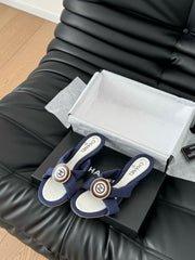 NAVY BLUE FABRIC CC SLIDE SANDALS